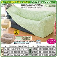 フィビアンテキスタイル グ~ンと伸びるフィット式ソファカバーベージュ 1人掛用 肘付き a1963230 1個