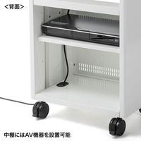 サンワサプライ プロジェクター台 幅510×奥行380×高さ750～959mm ホワイト PR-16 1台 高さ調節 AV機器収納棚 トレー・キャスター付き