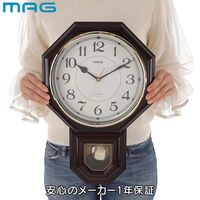 ノア精密 クラシカル振り子時計:西洋館 W-670 BR 1個 幅436×高さ291mm 非電波 壁掛け アナログ表示 メロディ・ボンボン 電池付き