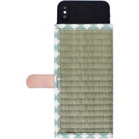 シンメ い草のスマートフォンケース　他機種対応　適応サイズ：約162ｘ81ｘ10mm以内　LLサイズ[キナリ/ドットグリーン]（直送品）