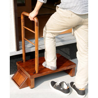 【軒先渡し】ヤマソロ 手すり付きうづくり玄関台60 ブラウン 幅696×奥行400×高さ780～795mm 1台（直送品）