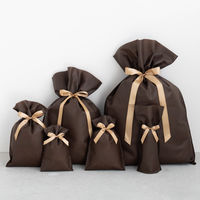 ヘッズ 不織布リボン付ワインバッグ/ブラウン（10枚）