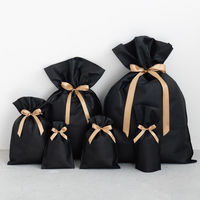 ヘッズ 不織布リボン付ワインバッグ/ブラック 50枚（10枚×5セット）