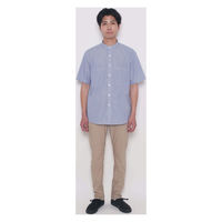 ボンマックス ユニセックスバンドカラーシャツ ネイビーストライプ SS BKB4506 1枚（直送品）