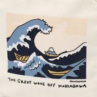 （世界の名作）スクエアポーチ 神奈川沖浪裏 LAKOLE/ラコレ