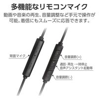 タイプCイヤホン 有線 マイク付き セミオープン型 断線しにくい高耐久 ブラック EHP-DF13IMBK エレコム 1個