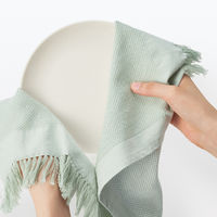 無印良品 インド綿 マルチクロス フリンジ ライトグリーン 約50×50cm 1セット（1枚×2） 良品計画