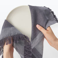 無印良品 インド綿 マルチクロス フリンジ チャコールグレー 約50×50cm 1セット（1枚×2） 良品計画