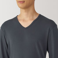 【メンズ】無印良品 紳士 あったか綿 Vネック長袖Tシャツ 紳士S ダークグレー 良品計画