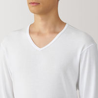 【メンズ】無印良品 紳士 あったか綿 Vネック長袖Tシャツ 紳士L 白 良品計画