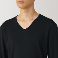 【メンズ】無印良品 紳士 あったか綿 Vネック長袖Tシャツ 紳士XL 黒 良品計画