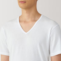 【メンズ】無印良品 紳士 あったか綿 Vネック半袖Tシャツ 紳士S 白 良品計画