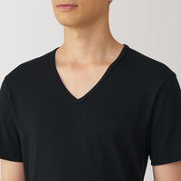 【メンズ】無印良品 紳士 あったか綿 Vネック半袖Tシャツ 紳士XL 黒 良品計画