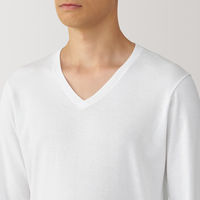 【メンズ】無印良品 紳士 あったか綿 厚手 Vネック長袖Tシャツ 紳士S 白 良品計画
