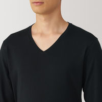 【メンズ】無印良品 紳士 あったか綿 厚手 Vネック長袖Tシャツ 紳士M 黒 良品計画