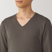【メンズ】無印良品 紳士 あったか綿 厚手 Vネック長袖Tシャツ 紳士M カーキ 良品計画