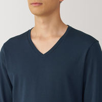 【メンズ】無印良品 紳士 あったか綿 厚手 Vネック長袖Tシャツ 紳士S ダークネイビー 良品計画