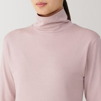 【レディース】無印良品 婦人 あったか綿 厚手 タートルネック長袖Tシャツ 婦人M ライトピンク 良品計画