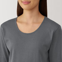 【レディース】無印良品 婦人 あったか綿 厚手 Uネック八分袖Tシャツ 婦人M ミディアムグレー 良品計画