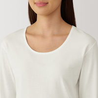 【レディース】無印良品 婦人 あったか綿 厚手 Uネック八分袖Tシャツ 婦人M オフ白 良品計画