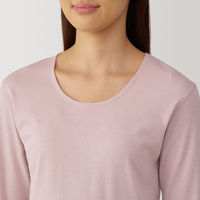 【レディース】無印良品 婦人 あったか綿 厚手 Uネック八分袖Tシャツ 婦人M ライトピンク 良品計画