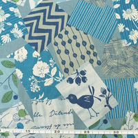 Modern Field モダンフィールド 綿麻プリント パッチワーク風 プリント生地 ミント 巾約108cm×5mカット IBK99201（直送品）