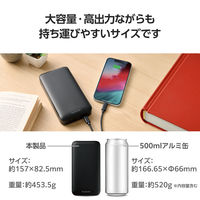 モバイルバッテリー 大容量 PC充電 65W USB-C/A 20000mAh DE-C50L-20000BK エレコム 1個（直送品）