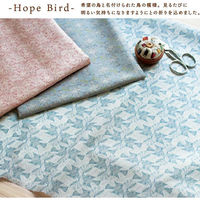 マカベアリス Words of Forest -Hope Bird- 綿麻プリント生地 ホワイト×ブルー 3mカット ACM002-B-3M（直送品）