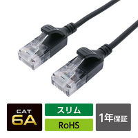 ナカバヤシ カテゴリー6A LANケーブル スリム ブラック 0.3m C6A-S3BK 1本