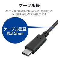 Type-Cケーブル (C to C) USB2.0 2m PD 60W 急速充電 ブラック GM-CC20BK エレコム 1個