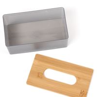 バンブー蓋ティッシュケース グレー（ソフトパックティッシュ対応） LAKOLE/ラコレ