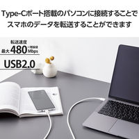 タイプCケーブル (USB-C to C) PD対応 100W 2m 白 MPA-CC5P20WH エレコム 1本