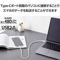 タイプCケーブル (USB-C to C) PD対応 100W 50cm 白 MPA-CC5P05WH エレコム 1本