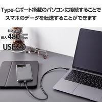 タイプCケーブル (USB-C to C) PD対応 100W 50cm 黒 MPA-CC5P05BK エレコム 1本