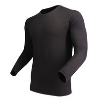 おたふく手袋 発熱吸汗速乾クルーネックシャツ ブラック 3Lサイズ JW-155 1枚（直送品）