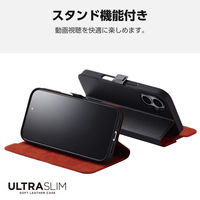 iPhone16 ケース レザー 手帳型 超軽量 薄型 ブラック PM-A24APLFUBK エレコム 1個