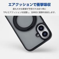 iPhone16 ケース ハイブリッド 衝撃吸収 スタンド機能付 ブラック PM-A24AMAGSTBK エレコム 1個（直送品）