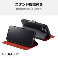 iPhone16 Pro Max ケース レザー 手帳型 超軽量 薄型 ブラック PM-A24DPLFUBK エレコム 1個（直送品）