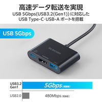 ドッキングステーション タイプC ハブ 3in1 HDMI USB-C /A USBハブ 黒 DST-W11 エレコム 1個（直送品）