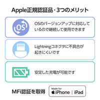iPhone充電ケーブル USB-C to ライトニング PD対応 最大60W 2m 黒 MPA-CLEC20BK エレコム 1個