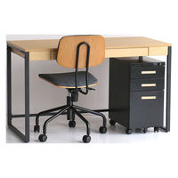 【軒先渡し】ICHIBA 引き出し付きシンプルデスク 幅1200×奥行600×高さ725mｍ NA×BK OFT-3758NABK 1台（直送品）