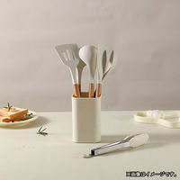 ベストコ CAROTE（カローテ） 調理スプーン シリコン 木製 耐熱 アイボリー NM-5042 1個