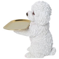 ウービア 白いトイプードルの小物置き(マグネットで取り外し可能皿) H24110-1 1個（直送品）