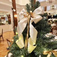 【軒先渡し】ストア・エキスプレス　デラックス木製ベースクリスマスツリーセット ゴールド　高さ180cm　8162-2404　1セット（直送品）