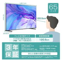 Hisense 4K液晶テレビ【65V型/4Kチューナー内蔵/地上・BC・CS】 65U7N 1台（直送品）