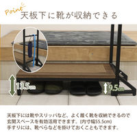 エイ・アイ・エス スチール製踏み台マット付き 手すり付き 幅735×奥行300×高さ765mm ブラウン AHFD-05 BR 1台（直送品）