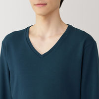 【メンズ】無印良品 紳士 あったか綿 ウールVネック長袖Tシャツ 紳士L ネイビー 良品計画