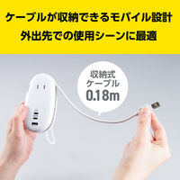 ナカバヤシ モバイルUSB-ACタップ PD対応 65W ホワイト JYU-ACU012W 1個