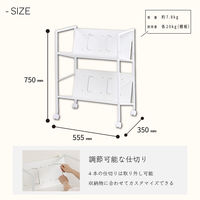 アスカ 木製ファイルワゴン2段 ホワイト FWG02W 1台（直送品）