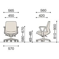 【設置込】イトーキ トルテRチェア ビニールレザー張り ローバック ループ肘付 ハンガー付 ナイロンキャスター フラックスベージュ×ブラック 1脚（直送品）